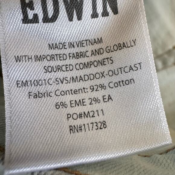 Edwin Men's Maddox Jeans in Light Wash Maddox Size 40 NWT Slim Endurance Ankle - Picture 7 of 10